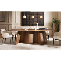 Meubles de salle à manger de luxe, table à manger rectangulaire en bois massif avec base lourde