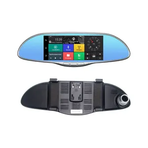 7英寸安卓全球定位系统导航仪表盘摄像头汽车数字录像机镜像录像机双摄像头录制无线蓝牙，带3G调频传输