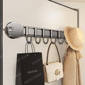 Porte-manteau mural à ventouse, organisateur de vêtements amovible rectangulaire, crochets à clés, étagère de rangement pour entrée - Product Image 2