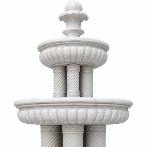 Fontaine de jardin extérieure en marbre blanc avec sculptures classiques et jeux d'eau pour la décoration urbaine - Product Image 3