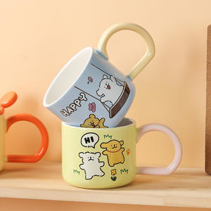 Taza de Cerámica con Diseño de Animales Felices, con Tapa y Cuchara, Asa Grande, para Parejas, Gran Capacidad, en Oferta - Product Image 3