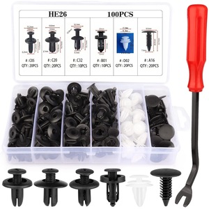 100 pièces de <span class=keywords><strong>clips</strong></span> de fixation automobiles mixtes, retenues à pousser pour carrosserie, rivets en <span class=keywords><strong>plastique</strong></span> à surface lisse, pour pare-chocs et garnitures de porte - Product Image 3