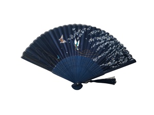 Éventail pliant pour femmes pour mariages, 21 cm, en bambou et soie, style amour sculpté - Product Image 4