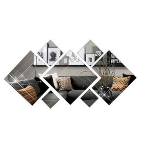 Creative 7pcs Diy 3d Lozenge Mirror <b>Sticker</b> Mirror <b>Sheet</b> Decals Decorative Wall <b>Sticker</b> Background Decor - Product Image 1