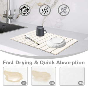 Tapis de séchage absorbant rapide en pierre de diatomée écologique et pliable pour comptoir de cuisine et vaisselle - Product Image 2