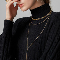 Venta al por mayor Moda Mujer Accesorios de joyería de aleación de zinc chapado en oro inicial de 3 capas collar de flecos gargantilla