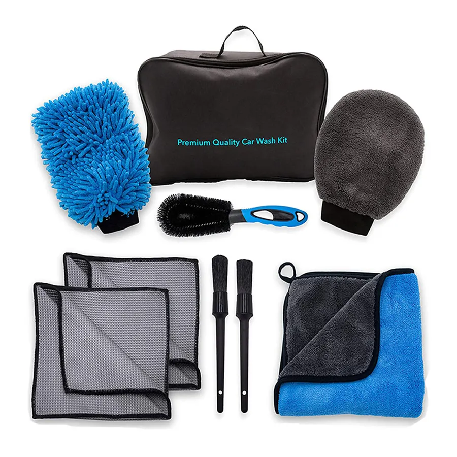 Premium Mikro faser Auto wasch set 8 Stück Auto Detail lierungs bürste Chenille Mitt Mikro faser tücher