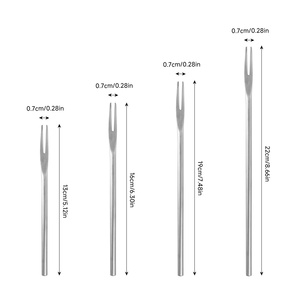 Fourchette <span class=keywords><strong>à</strong></span> cornichons et olives en acier inoxydable 304 <span class=keywords><strong>à</strong></span> long manche, 2 dents, pour bocaux, cocktails, desserts, salades de fruits, multicolore, durable, pince de préhension - Product Image 5