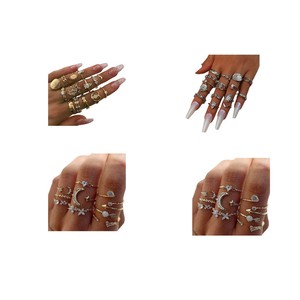 เครื่องประดับแหวนชุบทองและเงินรูปดาวและพระ<span class=keywords><strong>จันทร์</strong></span>แบบซ้อนหลายชั้น ดีไซน์เก๋ไก๋สำหรับ<span class=keywords><strong>ผู้หญิง</strong></span> สวมใส่ได้ทุก<span class=keywords><strong>วัน</strong></span>และงานปาร์ตี้ - Product Image 6