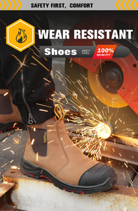 Botas de Seguridad para Hombre, Sin Cordones, Antideslizantes, de Piel Nubuck y Crazy Horse, Sin Metal - Product Image 6