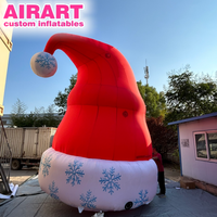 Chapeau de Père Noël gonflable géant avec motif de fleurs de glace pour la décoration de toits de centres commerciaux, décorations gonflables pour les fêtes de Noël