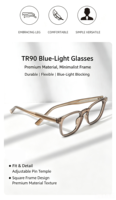 Monture de lunettes TR90 de qualité supérieure en gros, avec noyau filaire CP, anti-lumière bleue, pour verres de prescription