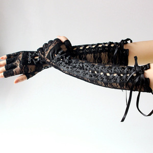 Femmes Sexy Floral Dentelle Demi-Mitaines Gants Long Coude Steampunk Costume De Fête Hiver Bras Plus Chaud Sexy Club Ruban Mitaines - Product Image 2