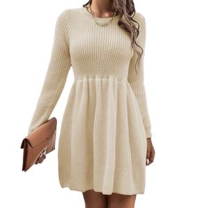 Robe pull midi décontractée pour femme, couleur unie, modèles tendance automne-hiver, personnalisable sur échantillon - Product Image 1