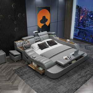 <span class=keywords><strong>Lit</strong></span> de Luxe Américain <span class=keywords><strong>en</strong></span> Bois <span class=keywords><strong>Massif</strong></span> avec Rangement, Chambre Principale, <span class=keywords><strong>Lit</strong></span> de Mariage Minimaliste Moderne <span class=keywords><strong>en</strong></span> Cuir Grand Format - Product Image 2