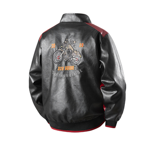 Giacca da <span class=keywords><strong>uomo</strong></span> in pelle PU con ricami pesanti, stile hip-hop europeo, da motociclista, vestibilità ampia e <span class=keywords><strong>di</strong></span> <span class=keywords><strong>tendenza</strong></span> - Product Image 4