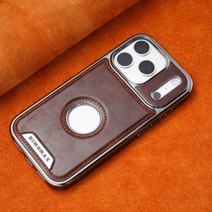 Funda Magnética de Cuero PU con Logotipo Hueco para iPhone 17 16 15 14 13 12 Pro Max 17Air, Marco Plateado, Antigolpes, ¡Venta Caliente! - Product Image 1
