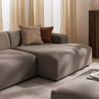 Canapé d'angle minimaliste en tissu rembourré, moderne, modulaire, en forme de L, trois places, avec mousse haute résilience, pour hôtel, villa, salon