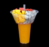 Gobelet à boisson jetable en plastique PP en forme de fondue, deux en un, avec paille intégrée