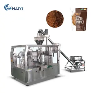 Otomatik döner kakao kahve tozu dik duran poşetler gıda doypack paketleme makinesi hava valfi ile 500g