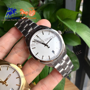 5A qualité haut de gamme luxe doux Couple trois broches montre à Quartz bracelet en acier inoxydable calendrier pointeur saphir cristal 30m - Product Image 2