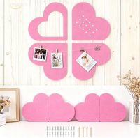 Lot de 4 panneaux muraux en feutre en forme de cœur pour la Saint-Valentin, auto-adhésifs, pour affichage de photos, décoration de la maison et du bureau