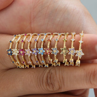 Bague pierre de naissance 12 mois Bagues fleur en zircon plaqué or 18 carats pour femmes Cadeaux d'anniversaire