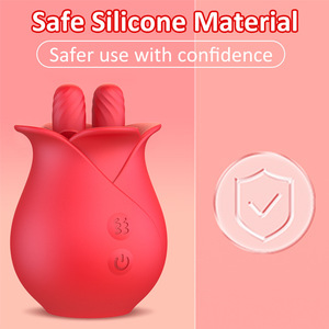 Vibrateur en forme de rose, 10 modes, léchage de la langue, succion, rechargeable, en silicone, masseur du point G, masseur des mamelons, étanche IPX7, non lubrifié - Product Image 5