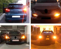 Ampoule LED de voiture rouge jaune 1156 BA15S BAU15S P21W PY21W 1157 BAY15D P21/5W 3014 144SMD Canbus pour feux arrière, frein, stationnement et clignotants