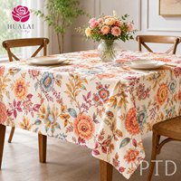 Nappe de jardin HuaLai 60x102 pouces en polyester effet coton à motif floral botanique pour repas en extérieur, sans plis, personnalisable