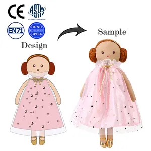 Brinquedos de pelúcia feitos sob encomenda bonitos macios de pelúcia da boneca com o ODM do OEM do vestido para a menina dos presentes das crianças