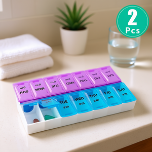 Caja de Almacenamiento Semanal para Pastillas, 2 Piezas, Organizador de Plástico, 7 Días, AM/PM, Estuche Extraíble para Medicamentos - Product Image 2