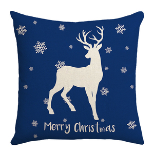 Chất Lượng Cao Linen In Ném Gối Màu Xanh Giáng Sinh Thư Gối Bìa Home Sofa Gối Bìa Elk Đệm Bán Buôn - Product Image 3