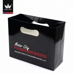 Sac à main en papier personnalisé avec logo, sac cadeau, Crown Win, noir mat, imperméable, publicitaire, shopping, recyclable - Product Image 2