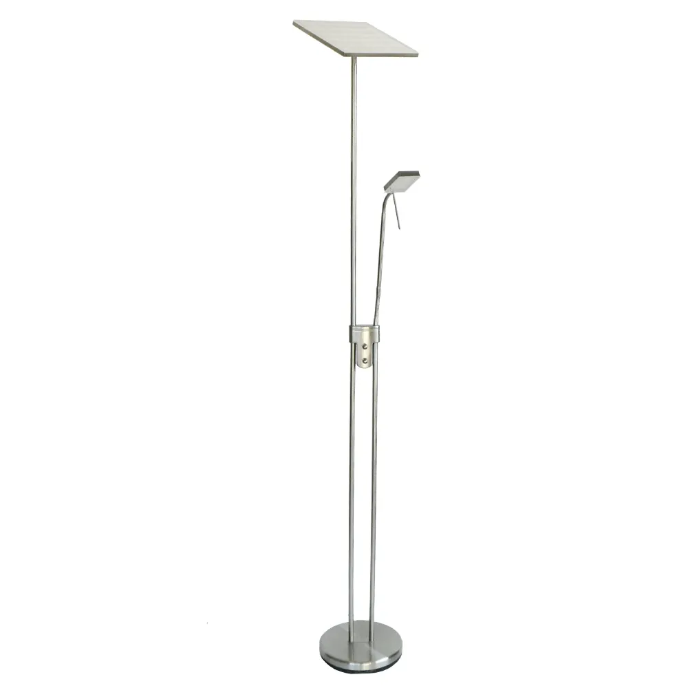 Satin Nickel Square Shade Mother and Son LED modern standing lighting with design living room corner floor lamp