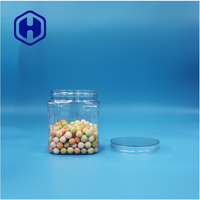 Pot carré transparent en PET de 500 ml pour figues séchées, flocons de noix de coco, bandes d'aubépine - Rangement pour bonbons et en-cas, étanche, sans BPA