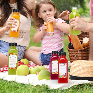 Pet nhựa vuông bao bì chai với nắp vặn cho nước giải khát nước trái cây uống BPA FREE chai nước ép nhựa với biểu tượng tùy chỉnh - Product Image 2