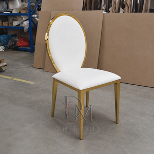 Slim Oval Back Gold Stainless Steel Wedding <b>Reception</b> <b>Chair</b> with White Cushion for Banquet Halls Wholesale Seating - Product Image 2
