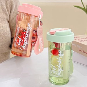 Fruit Tea Cup With Carrying Rope <b>Large</b> Capacity <b>Plastic</b> Cup For Children And Students Eco Friendly Back To School Use - Product Image 1