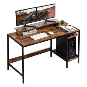 Escritorio de Computadora con Almacenamiento, Mesa Esquinera con Estante y Cajón, Mesa de Maquillaje de Madera y Metal para Oficina en Casa, para Escribir, Estudiar y Trabajar - Product Image 1