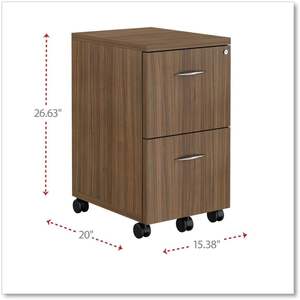 Archivador Móvil Moderno de la Serie Alera Valencia en Madera de Nogal, 15.38'' x 20'' x 12'', con 2 Cajones para Archivos Tamaño Legal/Carta, para Uso en el Hogar o en Bancos - Product Image 2