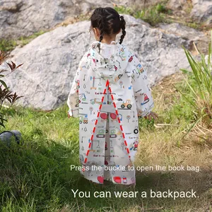 Impermeabile per Bambini Lungo e Completo con Protezione per Zaino, per Ragazzi e Ragazze, Studenti delle Scuole Elementari, Escursioni e Gite all'Aperto - Product Image 1