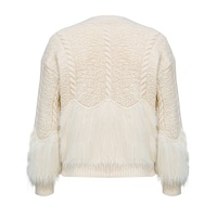 Marque de créateur personnalisée tricots dames luxe haut de gamme Islande fourrure garniture épais chaud hiver câble tricot Cardigan pull femmes
