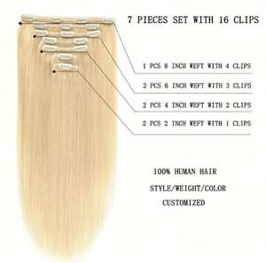Directo de Fábrica, Juego de 7 Piezas de Extensiones de Cabello con Clip, Extensiones de Cabello Humano con Clip de PU, 16 Tarjetas de Extensiones de Cabello, Entrega Inmediata en Europa y Estados Unidos - Product Image 3