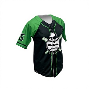 Camisetas de Béisbol Personalizadas al por Mayor, Diseño Clásico en Negro, Verde y Azul, Sublimación con su Logotipo, Transpirables, 100% Poliéster - Product Image 1