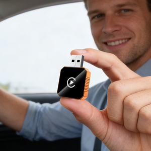 Nouvel adaptateur sans fil CarPlay Android Auto 2 en 1 avec port USB orange, dongle CarPlay sans fil - Product Image 1