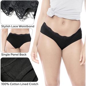FOXA Paquete de 10 bragas hipster de encaje para mujer, algodón y elastano, cintura media, ropa interior transpirable - Product Image 4