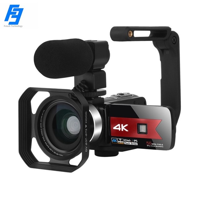 Factory 4K Video Camcorder 56MP Portable Camera HD Digital Wide Angle Len/MIC/Len Hood/Folding Handle