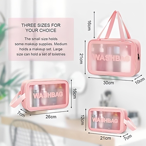 Neceser Transparente Impermeable Personalizado Royal Fair <span class=keywords><strong>con</strong></span> Cierre, Juego de Tres Bolsas Transparentes para Gimnasio, Ducha y Organización de Artículos Esenciales - Product Image 4