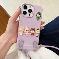 Étui de téléphone en cuir avec support de dessin animé Ins pour iPhone 17 16 15 14 Pro Max